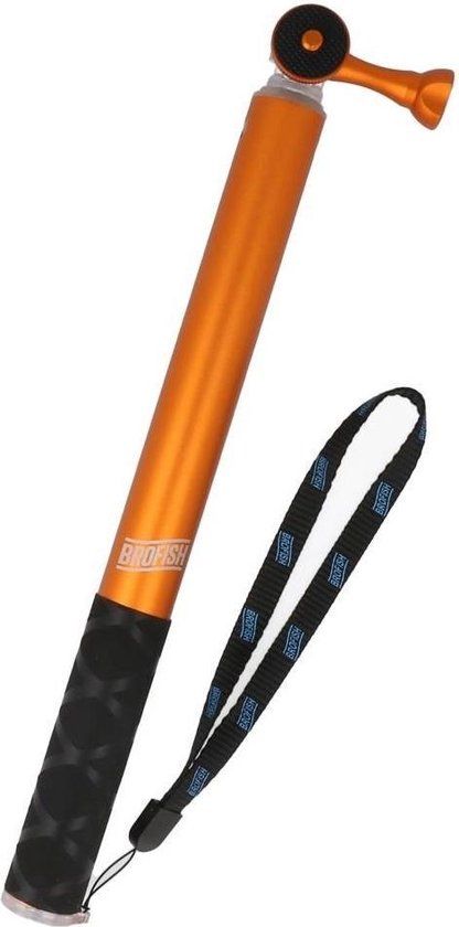 Brofish Selfie Pole Large - Oranje - 45cm - Met foto-neem-knop