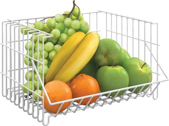 Metaltex Stapelbare Mand - Fruitmand - Opbergmand - Wit - 34 x 27 x 20 cm