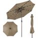 COSTWAY parasol 300 cm avec éclairage LED solaire, parasol de terrasse, parasol de jardin, parasol inclinable, auvent, marron