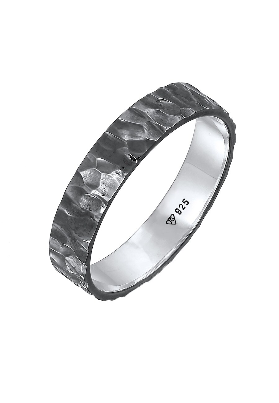 KUZZOI KUZZOI KUZZOI Ring Heren Band Organisch Gestructureerd in 925 Sterling Zilver Mannen sieraden