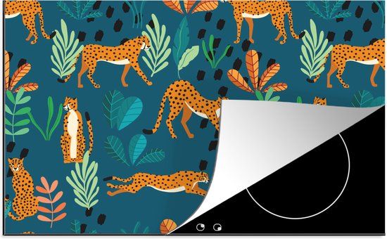 KitchenYeah® Inductie beschermer 77x51 cm - Tiger - Planten - Inductie kookplaat accessoire