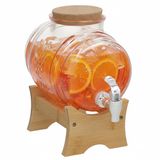 Gerimport Limonade / sap dispenser - 2900 ml - borosilicaat glas - met onderstel en kraantje - glas / hout