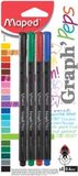 Maped Office Maped Grap'Peps fineliner blister met 4 stuks