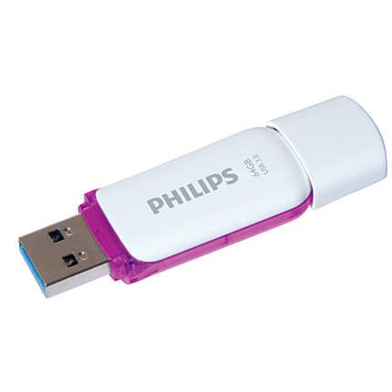 Philips FM64FD75B USB Flash Drive - 64GB - USB 3.2 Gen 1 - Purple/White