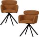 WOOOD Fenne Draaibare Eetkamerstoelen - Geweven Stof - Ginger - Set van 2