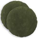 vidaXL - Kussensloop - 2 stuks - HEERLEN - Groen - Ø 40 cm - Katoensatijn