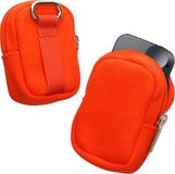 kwmobile Oordopjes Tasje Compatibel met in-ear Headphones - In-Ear Case Met Draagring En Bevestigingslus - Nylon Mini Etui - oranje