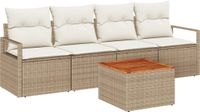 vidaXL Tuinbank Set 2 zitplaatsen Beige en Crème Polyrattan