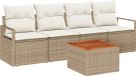 vidaXL Tuinbank Set 2 zitplaatsen Beige en Crème Polyrattan