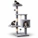 belviona Kattenkrabpaal 112 cm, met huisje, platforms, sisal & speelballen, lichtgrijs
