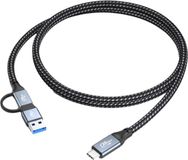 DrPhone ChargeLine – Oplaad En Datakabel – Nylon Gevlochten – Vermogen Tot 100W – 20Gbps Dataoverdracht – Type-C & USB 3.0 – 0.3 Meter