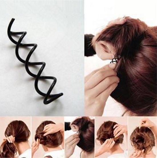 Heble Haar Styling hulpstuk - haarclip tool - Spiraal Volume creatie - spiral haarspeld - Haarschuifje - Metaal Elastiekje - 2 stuks