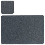 Zeller Placemats en onderzetters - set 4x - antraciet grijs - vilt - 45 x 30 cm