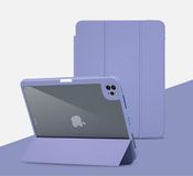 Roterende Case voor iPad Pro2020 11 inch, 2-in-1 afneembare transparante hoes en semi-siliconen beschermhoes met penhouder, lichtgewicht standaard cover auto slaap en wake up (paars)