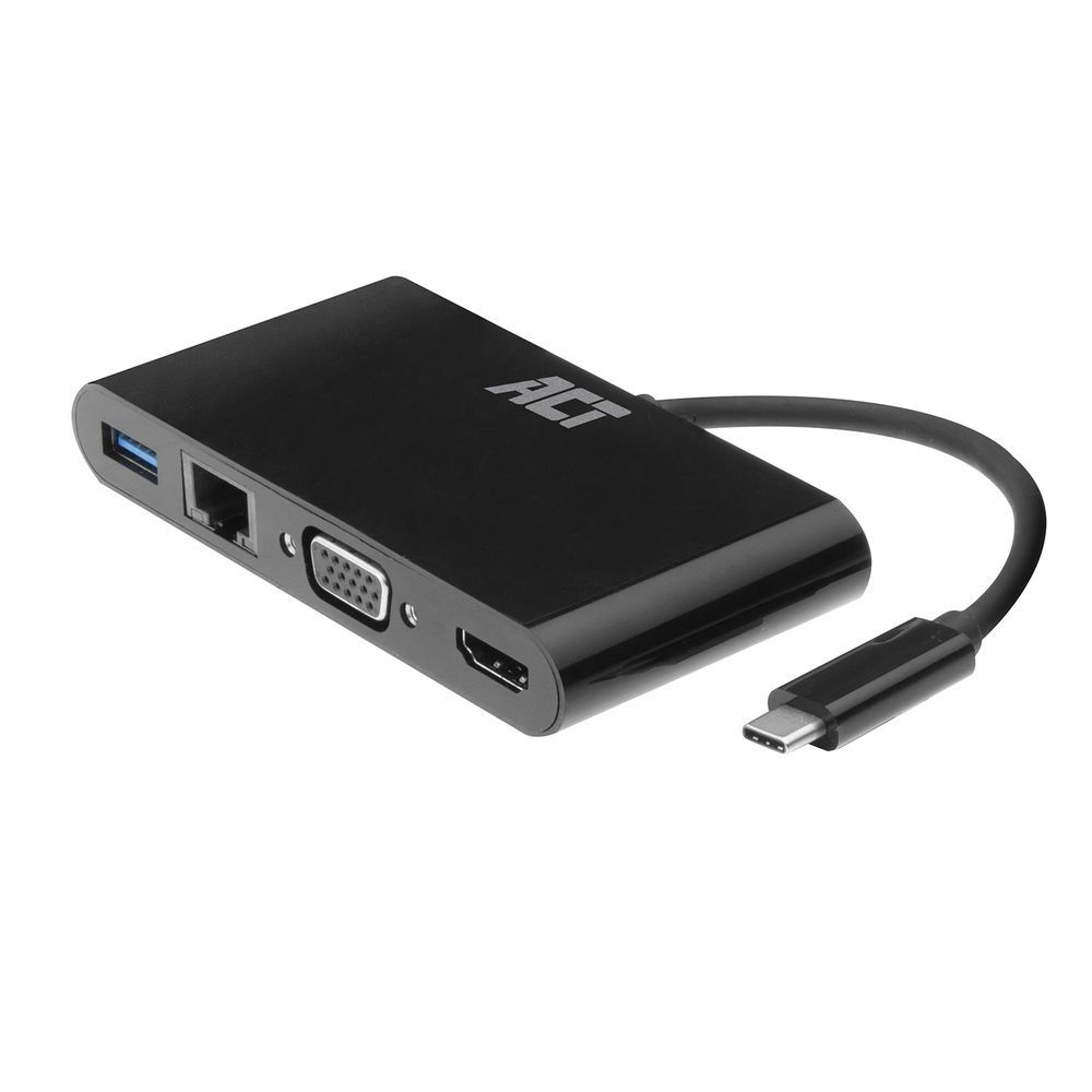 ACT AC7330 USB-C Multi-Dock - HDMI, VGA, 4K, Ethernet, USB-A - Zwart