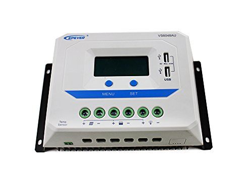 EPEVER VS6048AU PWM laadregelaar laadcontroller 60A, 12V/24V/36V/48V met LCD Dispaly USB-aansluiting
