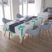 Bonamaison Tafelkleed, Anti-Mold, Sneldrogend, Waterdicht, 100% Polyester Tafellaken, Turkoois, wit, 140 x 200 Cm