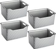 Plasticforte Opbergmand/Kastmandje - 4x - 18 Liter - Zilver - Kunststof - 29 x 39 x 19 cm