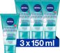NIVEA Essentials Scrub nettoyant - Scrub nettoyant - Nettoyant visage - Pour peaux à imperfections - Acide lactique - Extrait de magnolia - 3x150 ml