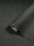 Vintage Deluxe Behang - Linnenlook - Lichte streep structuur - Zwart/Grijs - Vliesbehang - 0,53 x 10,05 M