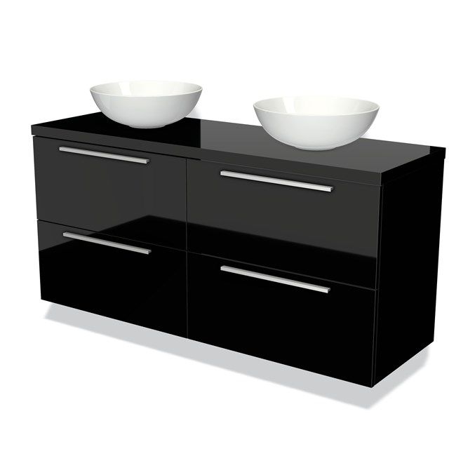 Maxaro Badkamermeubel Modulo Plato 140cm Hoogglans Zwart 4 Lades