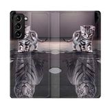 Beschermhoes Samsung Galaxy S21 Plus Beschermhoes Leer Kattenmotief