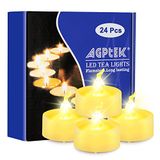 AGPTEK 24 stuks led-theelichtjes met timer, flakkerende warmwitte led-theelichtjes met timerfunctie, 6 uur aan en 18 uur uit, 24 stuks per verpakking vlamloze kaarsen op batterijen voor huisdecoratie