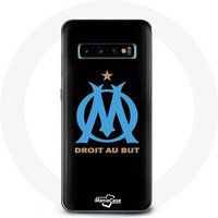 Maniacase Hoesje voor Samsung Galaxy S10 Edge Olympique de Marseille Logo Zwarte Achtergrond