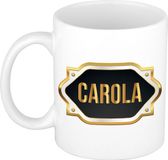 Bellatio Decorations Bol Carola naam cadeau mok / beker met gouden embleem - kado verjaardag/ moeder/ pensioen/ geslaagd/ bedankt