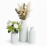 Merkloos Relaxdays Vaas keramiek - 3-delige set - 3 groottes - wit