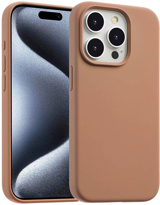 Accezz Liquid Silicone Backcover met MagSafe voor de Apple iPhone 15 Pro - Lichtbruin