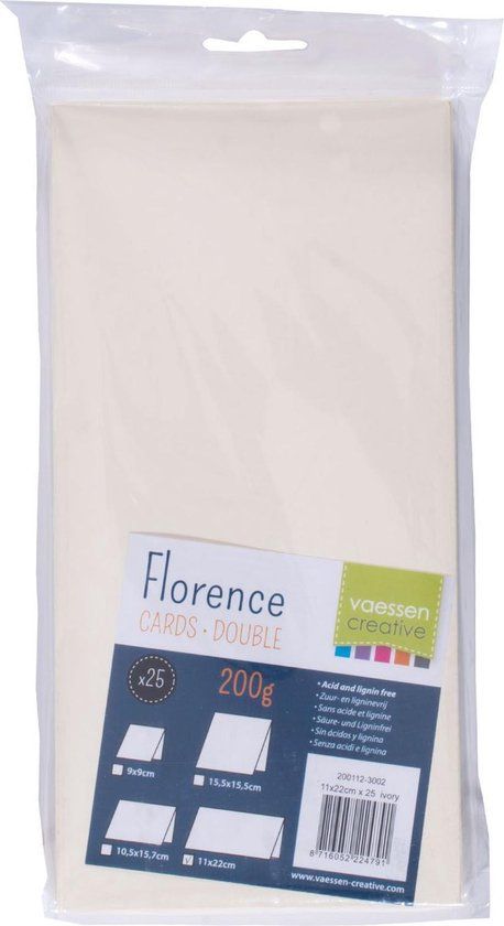 Florence Kaarten - Dubbele kaarten - 11x22cm - 25 stuks - Ivoor