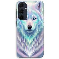 Maniacase Coque Pour Samsung galaxy A35 Loup blanc reflet violet
