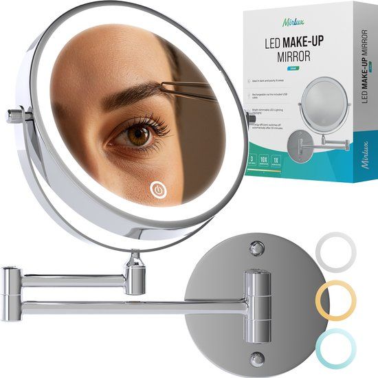 Mirlux Make-upspiegel met LED-verlichting - 5x Vergroting - Chroom