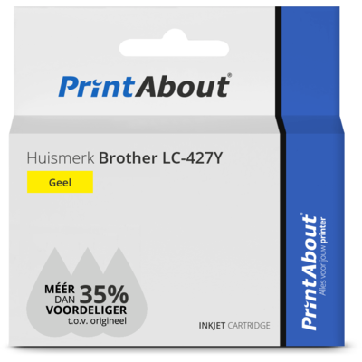 PrintAbout Huismerk Brother LC-427Y Inktcartridge Geel