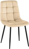 CLP Antibes Eetkamerstoel - Zonder armleuning - Velvet - Fluweel/creme