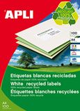 APLI 12063 - Gerecyclede permanente witte etiketten 105,0 x 29,0 mm 100 vellen