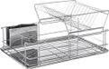 Secret de Gourmet Égouttoir / égouttoir - 2 niveaux - avec bac de récupération et bac à couverts - argent - 47 x 32 cm - en acier inoxydable
