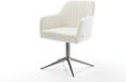 DELIFE Chaise de salle à manger Greg-Flex pied croisé graphite bouclé beige doux pivotant à 360° fonction basculante noyau à ressorts ensachés