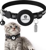 Lunspets Kattenhalsband - Geschikt voor Airtag - Veiligheidssluiting - Reflecterend - Zwart