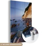MuchoWow® Glass Painting 60x90 cm - Acrylic Glass Painting - Close-up of stones in the water in Jasmund National Park - Photo on glass - Paintings