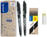 PILOT - Set van 2 FriXion Ball 07 + 1 set van 6 vullingen + 1 gum - Uitwisbare pen met warmtegevoelige inkt - Navulbare rollerbalpen - Zwart - Medium punt