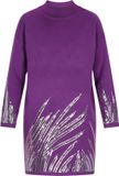 faina Jurk met pailletten, lange mouw, col, lang, violet