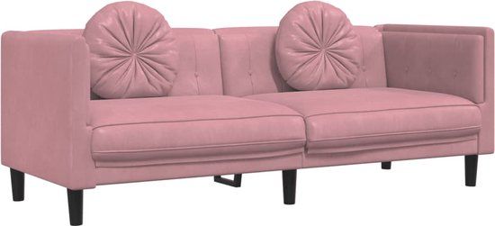 vidaXL Bank met kussens 3-zits fluweel roze