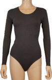 Merkloos / Sans marque J&C Body lange mouw katoen - Bodystocking dames - Ronde hals - Bruin / XL