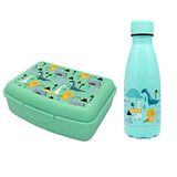 Nerthus FIH 1028 roestvrij stalen dubbelwandige fles set lunchbox kinderen dinosaurussen school