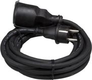 Perel Verlengkabel, H05RR-F 3G1.5, 5 m, 16 A/230 V, 3680 W, type E/F, IP44, rubber, zwart