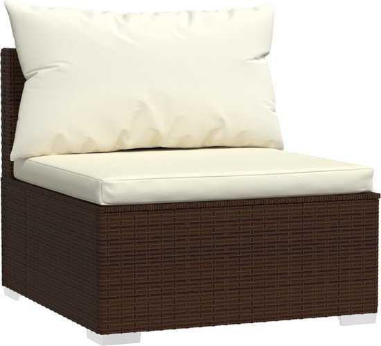 vidaXL 2-delige Loungeset met kussens poly rattan bruin