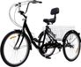 Tricycle 24" – Tricycle pliable pour adultes – 7 vitesses – Avec panier arrière et éclairage LED – Noir