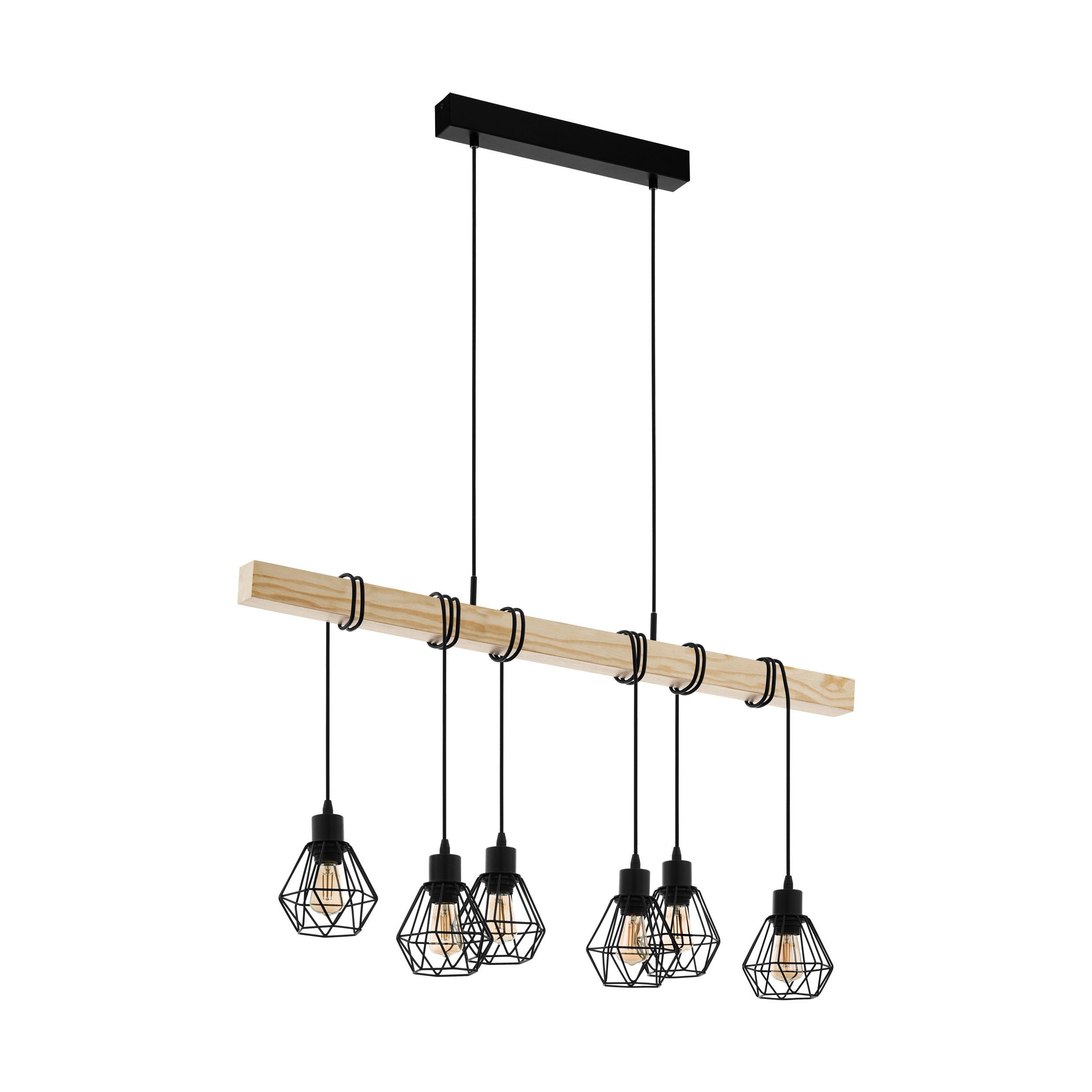 EGLO Townshend Hanglamp - Zwart - 110cm